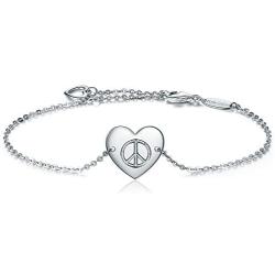 ESSIE ODILA Women 925 Sterling Silver Bracelet Gold Plated Heart Charm Love Bracelet for Women Jewelry Gift for Mother Daughter