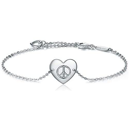 ESSIE ODILA Women 925 Sterling Silver Bracelet Gold Plated Heart Charm Love Bracelet for Women Jewelry Gift for Mother Daughter