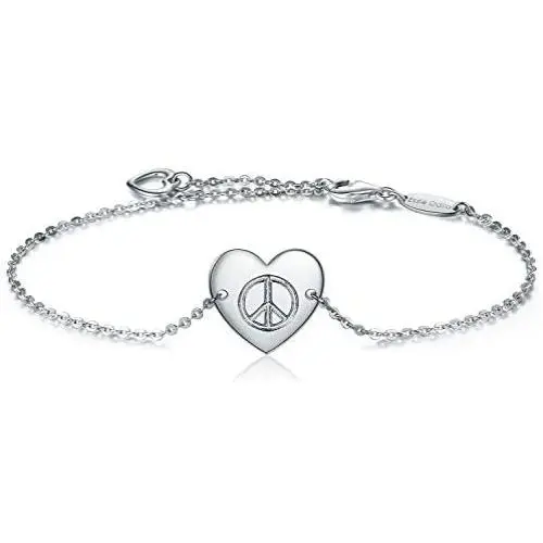 ESSIE ODILA Women 925 Sterling Silver Bracelet Gold Plated Heart Charm Love Bracelet for Women Jewelry Gift for Mother Daughter