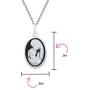 Delicate Petite Victorian Vintage Antique Style Black White Craved Mother and Child Loving Cameo Pendant Son Daughter Necklace For Women 925 Sterling Silver