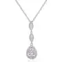 Wordless Love Teardrop Pear Shape CZ Necklace Pierced Earrings Women Wedding Jewelry Sets