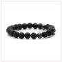 Nsitbbuery Fashion Crystal Eye Skull Bracelet 8MM Lava Rock Bead Bracelet