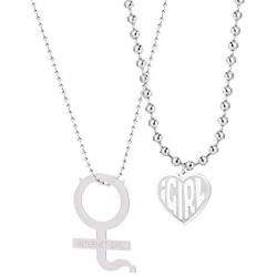 Cute iGirl Heart Pendant Necklace - Stainless Steel Double Sided Letter Necklace Harajuku Female Symbol Gothic Streetwear Ball Chain Jewelry for Girls and Women