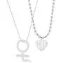 Cute iGirl Heart Pendant Necklace - Stainless Steel Double Sided Letter Necklace Harajuku Female Symbol Gothic Streetwear Ball Chain Jewelry for Girls and Women