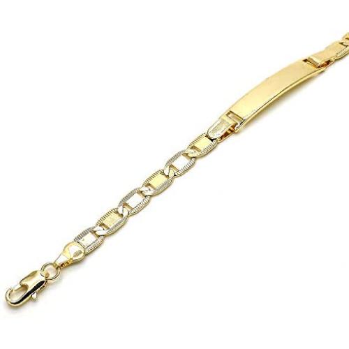 GM Jewelry Personalized 18K Gold Plated Marina/Mariner Link ID Baby Name Bracelet Custom Bracelets for Kids Id Protection Bracelet Baptism for Girls- Boys -6 Inches