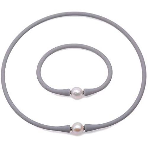 JYX JEWELRY Pearl Necklace Bracelet Set Special 11-11.5mm Pearl Silicone Necklace and Bracelet