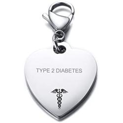 VNOX Free Engraving-Heart Shape Medical Alert ID Pendant Necklace/Keychain for Men Women,20 Inches Chain