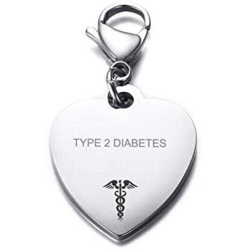 VNOX Free Engraving-Heart Shape Medical Alert ID Pendant Necklace/Keychain for Men Women,20 Inches Chain