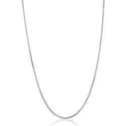 Authentic Solid Sterling Silver Box Chain Rhodium Necklace 1MM - 1.5MM, Thin & Strong, Box Chain Sterling Silver, Silver Necklace for Men & Women, Made In Italy, Next Level Jewelry