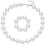 Baby Girls First Holy Communion Necklace Wedding Flower Girls Pearl Bracelet Bubblegum Chunky Bead Jewelry Set
