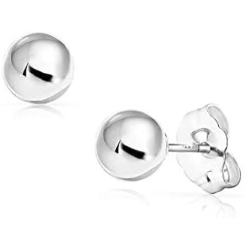 SOLIDGOLD - 14K Gold Filled Ball Stud Earrings 3-8mm | Yellow, Rose & White Gold