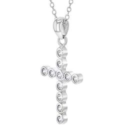 925 Sterling Silver Cross Necklace Jewelry Girls Kids Christening Pendant CZ 16''