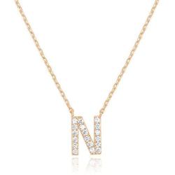 PAVOI 14K Yellow Gold Plated Cubic Zirconia Initial Necklace | Letter Necklaces for Women