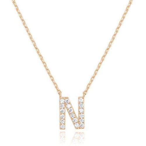 PAVOI 14K Yellow Gold Plated Cubic Zirconia Initial Necklace | Letter Necklaces for Women