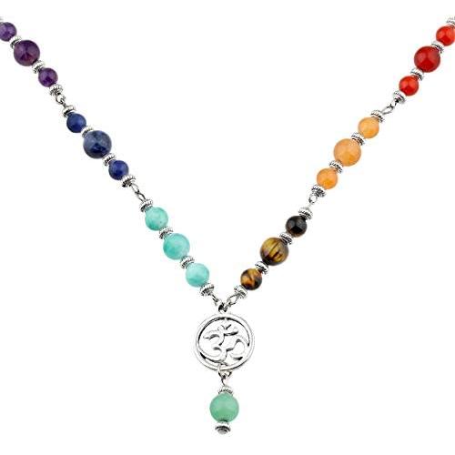 Nupuyai Chakra Necklace for Unisex, Energy Charms Healing Stone Pendant with Chain 23.5'' Adjustable