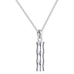 Solid Sterling Silver Unisex Bamboo Shape Vertical Stick Pendant Necklace 18''+2'' Extender