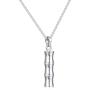 Solid Sterling Silver Unisex Bamboo Shape Vertical Stick Pendant Necklace 18''+2'' Extender