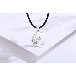 Sterling Silver Initial Necklace Dainty Fleur de Lis Necklaces 26 Letters Alphabet Personalized Charm Pendant Gifts for Women Men Teen Girls Boys