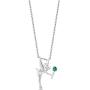 Jewelili Enchanted Disney Fine Jewelry Sterling Silver with Emerald Diamond Accent Tinker Bell Pendant