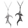 COLORFUL BLING 2 Pcs Wing Necklace Charm Matching Demon Dragon Wing Love Heart Pendant Necklace Couple Family Friendship Necklace Jewelry Gift for Women Men Lovers