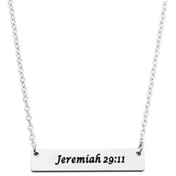 Beeshion Christian Bar Necklace Stainless Steel Bible Verse Prayer Charm Necklace Faith Religious Jewelry for Her