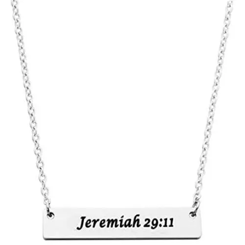 Beeshion Christian Bar Necklace Stainless Steel Bible Verse Prayer Charm Necklace Faith Religious Jewelry for Her Beeshion Christian Bar Necklace Stainless Steel Bible Verse Prayer Charm Necklace Faith Religious Jewelry for Her