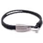 Big Hook Mens Braided Leather Bracelet Black Handcrafted in USA