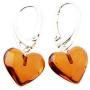 Amber Heart Earrings - Dangle Baltic Amber And Sterling Silver Earrings (Cognac)