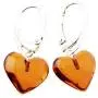 Amber Heart Earrings - Dangle Baltic Amber And Sterling Silver Earrings (Cognac) Amber Heart Earrings - Dangle Baltic Amber And Sterling Silver Earrings (Cognac)
