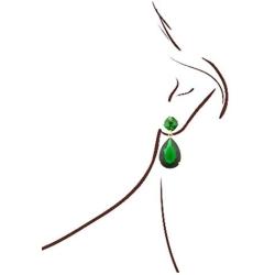 JanKuo Jewelry Gold Tone Angelina Jolie Inspired Bridal Prom Emerald Color Drop Earrings