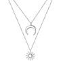 S925 Sterling Silver Moon Sun Double Layered Multilayer Choker Necklace for Women Lady