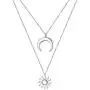 S925 Sterling Silver Moon Sun Double Layered Multilayer Choker Necklace for Women Lady S925 Sterling Silver Moon Sun Double Layered Multilayer Choker Necklace for Women Lady