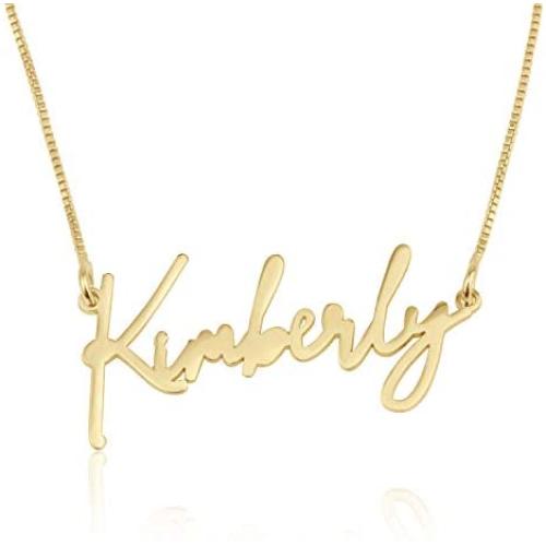 Beleco Jewelry Personalized Cursive Style Name Necklace, Handwriting Font Style Customized Name Necklace, Perfect Personal Name Necklace Jewelry For Girlfriend, Valentines Day Custom Gift, Cursive Name Pendant, Dainty Elegant Name Necklace For Her