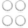2 Pair Set Sterling Silver Diamond-Cut Tiny Small Endless Thin Round Unisex Hoop Earrings for Men Women Choose Size & Color