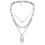 Krun Lock Necklace Y Pendant Simple Cute Heart Necklaces Long 3 Multilayer Chain Fashion Jewelry Women Girls Gift for Her