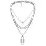 Krun Lock Necklace Y Pendant Simple Cute Heart Necklaces Long 3 Multilayer Chain Fashion Jewelry Women Girls Gift for Her