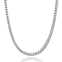 Miabella Solid 925 Sterling Silver Italian 2.5mm Franco Square Box Link Chain Necklace for Men Women 16, 18, 20, 22, 24, 26, 30 Inch Made in Italy