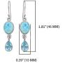 YoTreasure 1.81'' Larimar Blue Topaz Solid 925 Sterling Silver Dangle Earrings