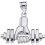 CaliRoseJewelry Sterling Silver Weightlifting Dumbell Barbell Fitness Gym Trainer Charm Pendant