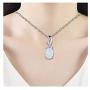 Vintage Opal Pendant Necklace, AILUOR Silver Plated Created Gemstone Oval White Opal Fashion Jewelry for Women Mother Girls - Endless Love