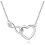 FANCIME 925 Sterling Sliver Infinity Love Heart Necklace Bracelet Cubic Zirconia Dainty Birthday Anniversary Jewelry Gifts for Her Women Girls, Adjustable Chain