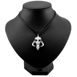 Mandalorian Yoda Pendant Necklace - Star Wars Series Charms Rope Necklace - Unisex Bounty Hunter Baby Alloy Plating Jewelry (White)