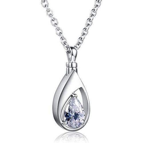 925 Sterling Silver Cremation Jewelry Memorial CZ Teardrop Ashes Keepsake Urns Pendant Necklace for urn Necklaces Ashes Jewelry Gifts