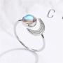 Sun Moon Open Rings Moonstone Gemstone Crescent Moon Finger Rings Mermaid Tail Statement Rings for Women Girls Birthstone Jewelry
