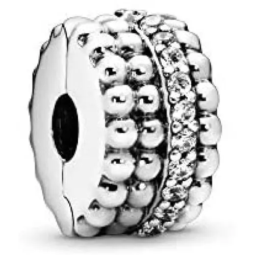 Pandora Jewelry Beaded Clip Cubic Zirconia Charm in Sterling Silver Pandora Jewelry Beaded Clip Cubic Zirconia Charm in Sterling Silver