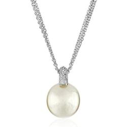 Majorica Coin Pearl Pendant CZ Necklace