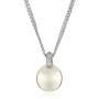 Majorica Coin Pearl Pendant CZ Necklace