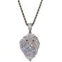 Shop-iGold Men Women 925 Italy Iced Silver Iced Lion Head Charm Ice Out Pendant Stainless Steel Real 2 mm Rope Chain Necklace, Mens Jewelry, Iced Pendant, Rope Necklace