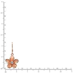 14k Rose Gold Plated Sterling Silver CZ Plumeria Hook Earrings, 14mm