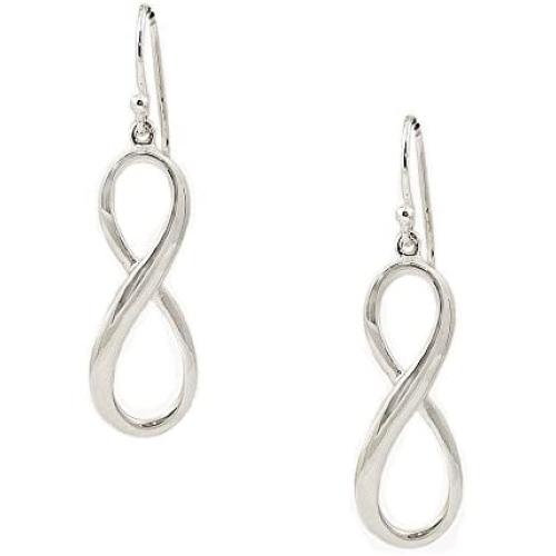 925 Solid Sterling Silver Dangling Infinity Earrings - Dangle Good Luck Figure 8 Jewelry - 1 Inch